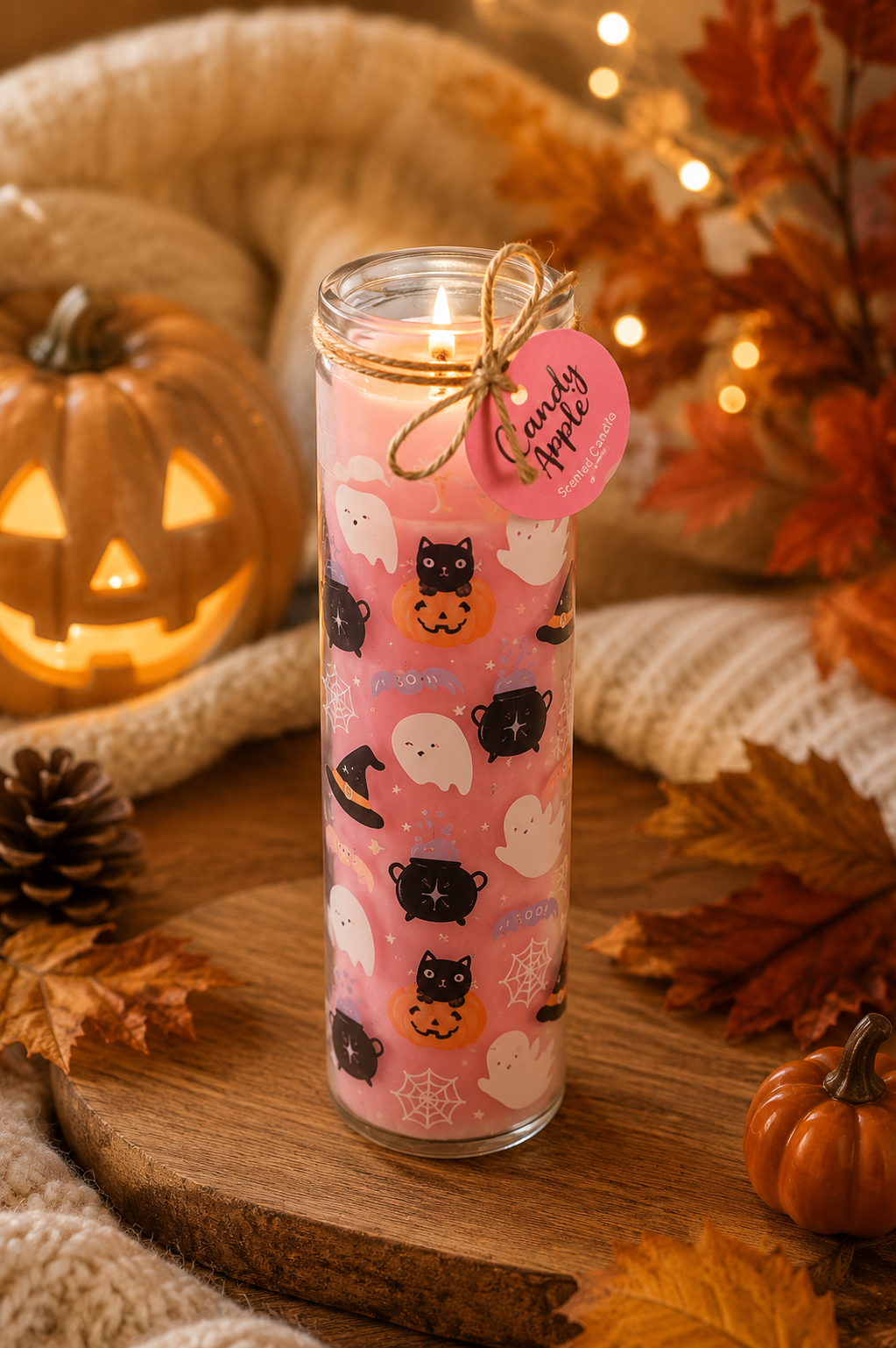 PRÉ-COMMANDE BOUGIE TUBE DE POMME DE BONBONS D'HALLOWEEN PASTEL