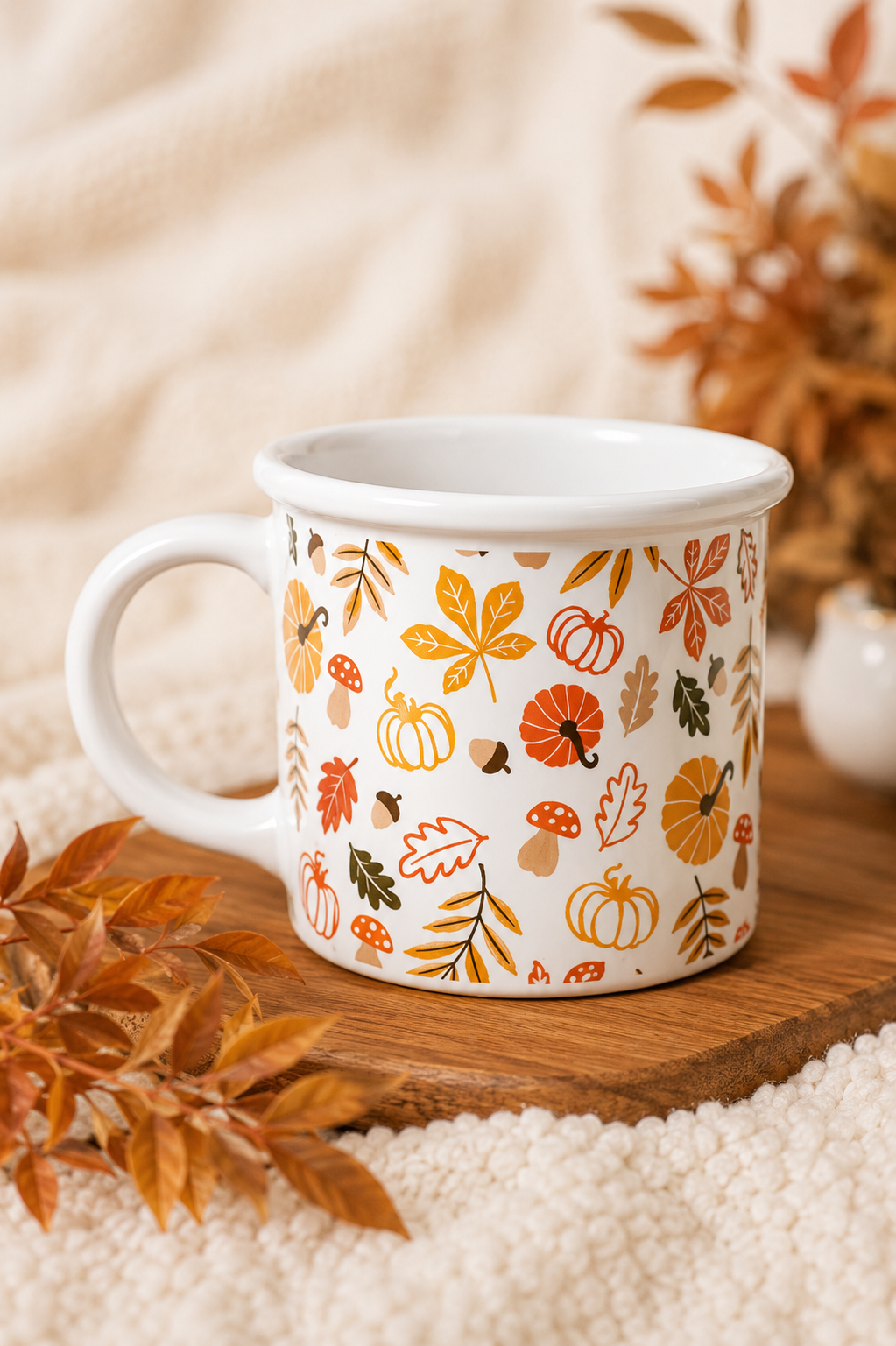 PRÉ-COMMANDE TASSE « FEUILLES D'AUTOMNE ET CITROUILLES »