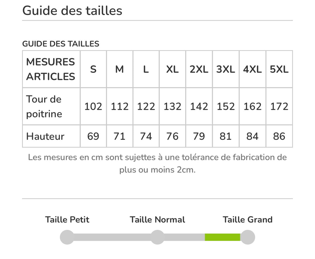 Guide des tailles