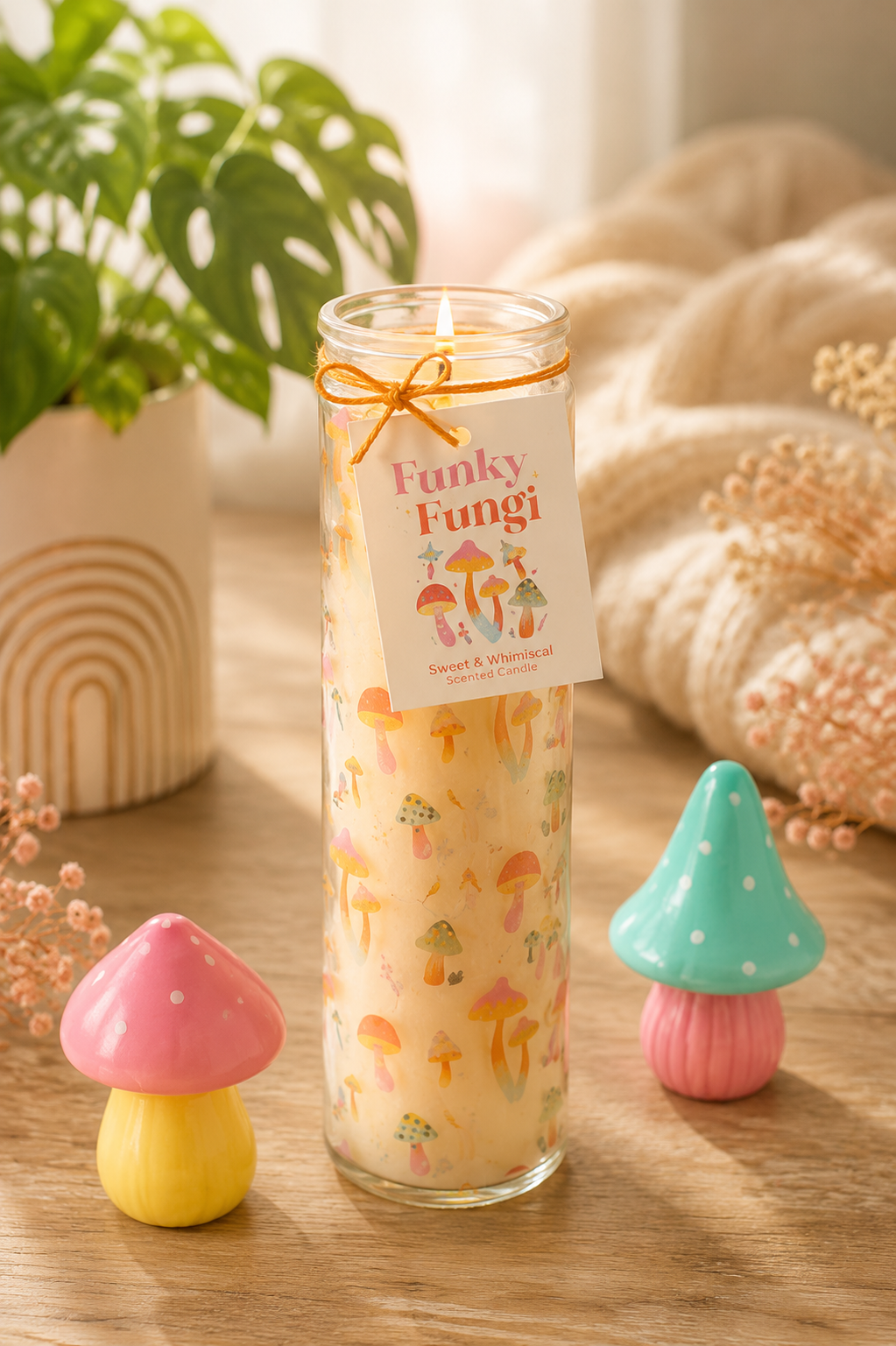 PRÉ-COMMANDE BOUGIE EN TUBE À MOTIF CHAMPIGNONS « FUNKY FUNGI »