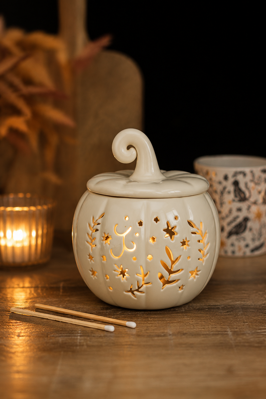 PRÉ-COMMANDE BRÛLEUR À HUILE ET CHAUFFE-CIRE « CREAM FOLK » EN FORME DE CITROUILLE