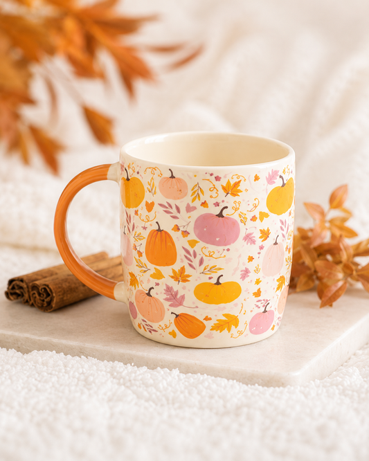 PRÉ-COMMANDE TASSE À MOTIF CITROUILLE ROSE ET ORANGE