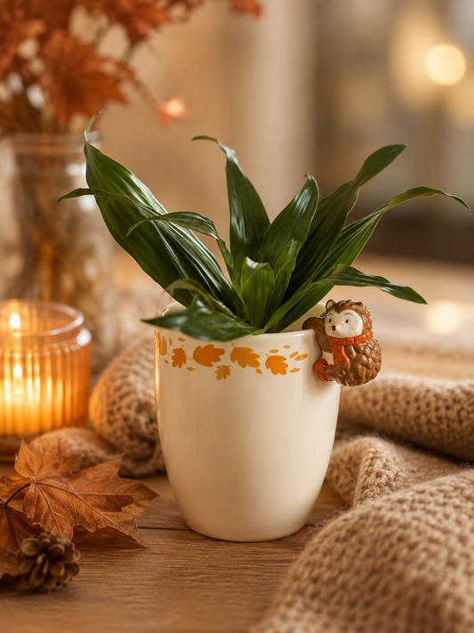 PRÉ-COMMANDE POT DE FLEURS D'AUTOMNE AVEC UN HÉRISSON