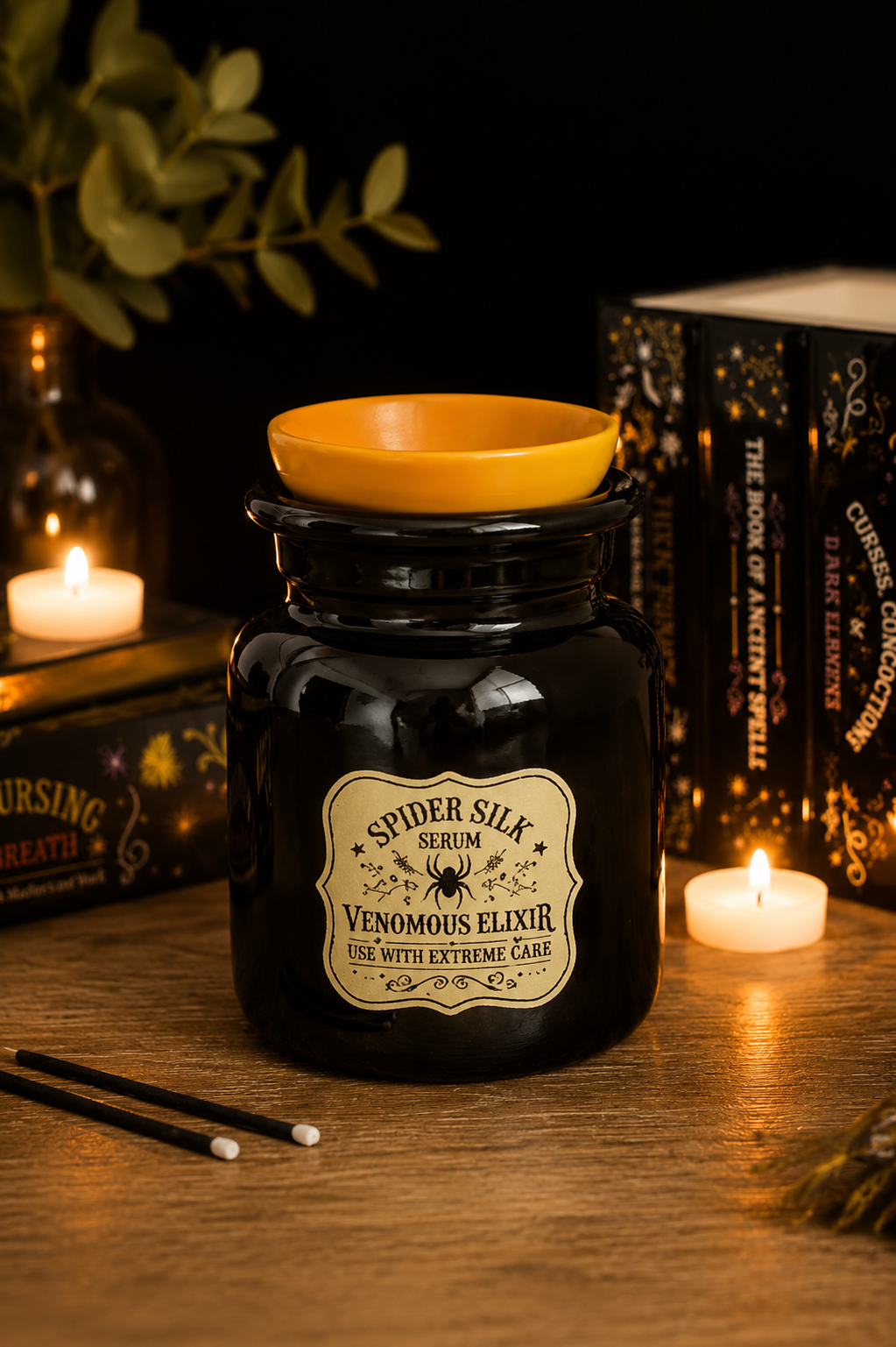 PRÉ-COMMANDE BRÛLEUR D'HUILE ET CHAUFFE-CIRE « MISCHIEF AND MAGIC » EN FORME DE FLACON DE POTION